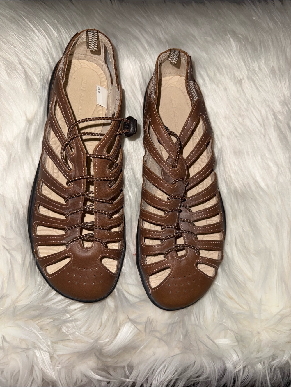 JBU Brown Strappy Closed-Toe Comfort Sandals